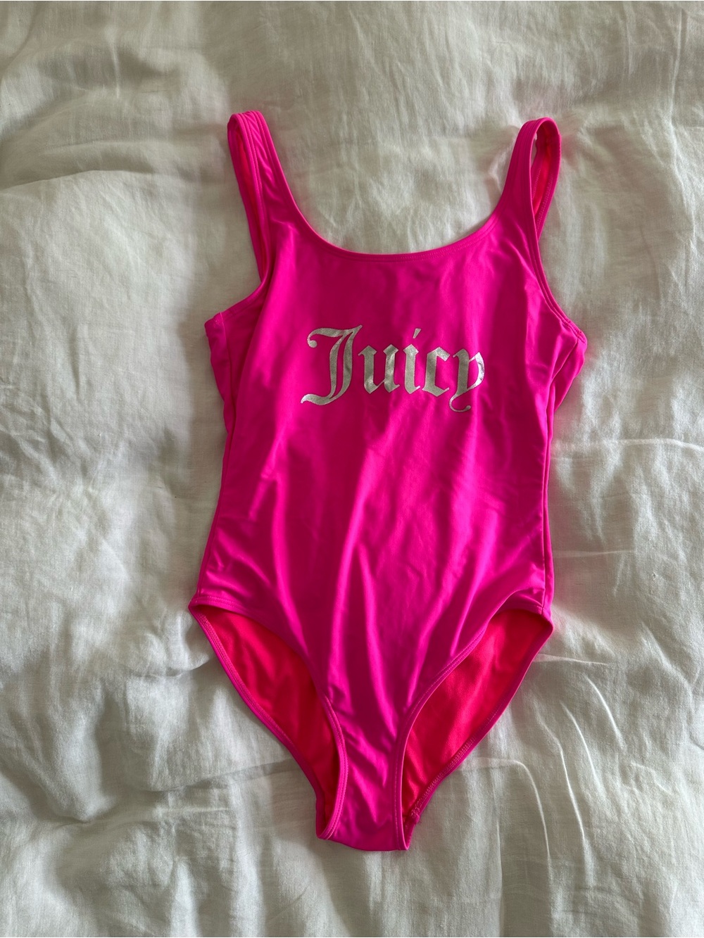 Juicy Couture Neon Pink One-Piece Swimsuit with Silver Logo - Picture 2 of 4